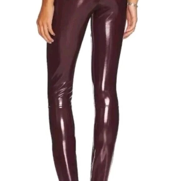 NWT Spanx Faux Patent Leather Leggings Tall Ruby Large 20301T - Picture 2 of 9